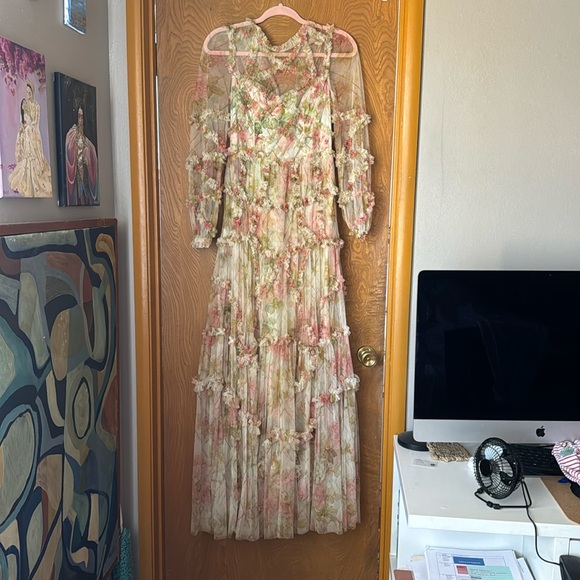 Needle & Thread Dresses & Skirts - needle & thread floral printed maxi dress NWT modest dress long sleeve